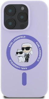 Karl Lagerfeld Silicone Karl and Choupette Hardcase with MagSafe for iphone 16 Pro Max 6.9" Purple - KLHMP16XSCMKCRHU