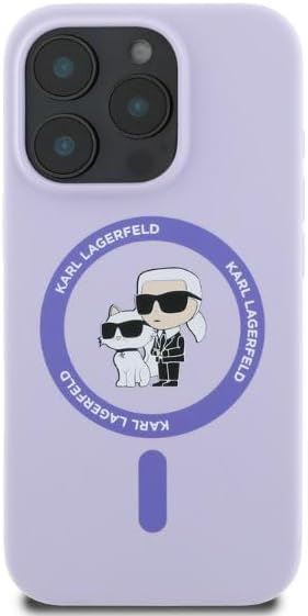 Karl Lagerfeld Silicone Karl and Choupette Hardcase with MagSafe for iphone 16 Pro Max 6.9" Purple - KLHMP16XSCMKCRHU