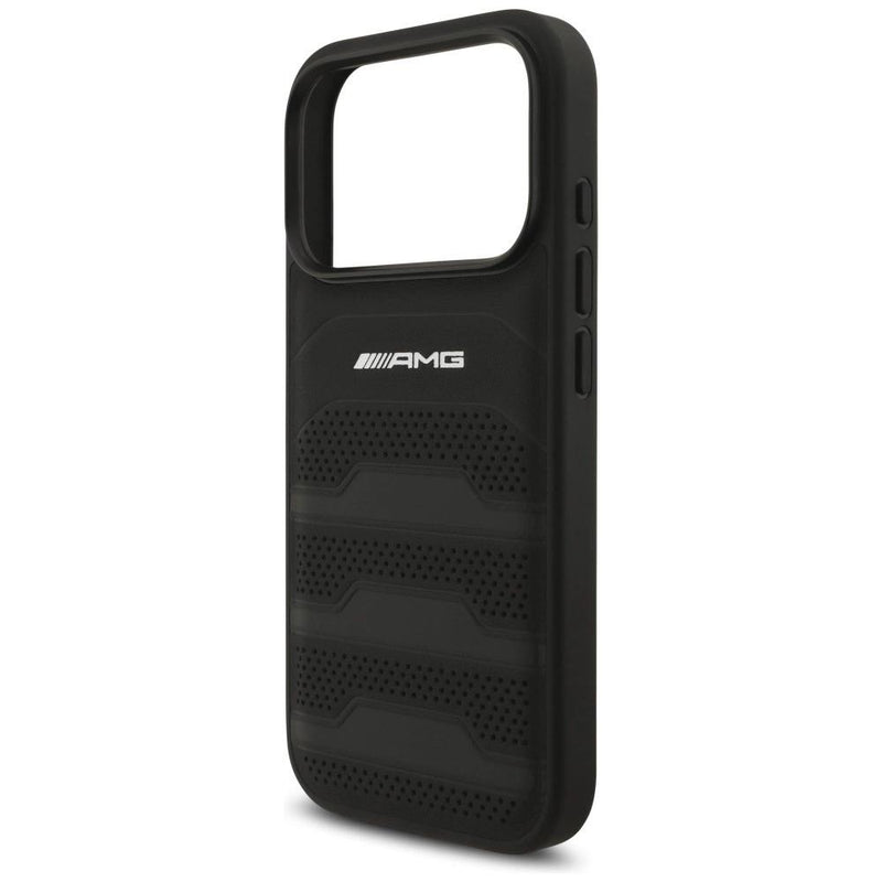 AMG Leather Debossed Lines Logo Case for iPhone 17 Pro 6.3" Black - AMHCP17LGSEBK
