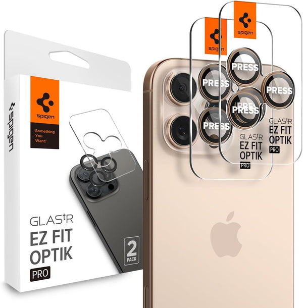 Spigen Optik Pro Glastr EZ Fit Camera Protector 2 Pack for iPhone 16 Pro 6.3" and Pro Max 6.9" Desert Titanium - AGL08862