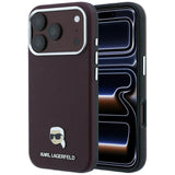 Karl Lagerfeld Grained Karl Head Metal Logo Case with MagSafe for iPhone 17/18 Pro 6.3" Burgundy - KLHMP18L6PSKHLR
