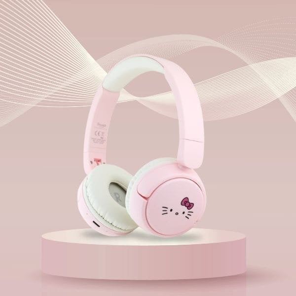 Hello Kitty Face Logo Bluetooth Wireless Headphones Pink - HKOBHV6ROKFP