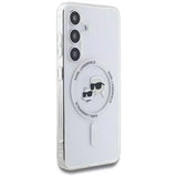 Karl Lagerfeld Button Karl & Choupette Heads Printed Logo Case with MagSafe for Samsung Galaxy S25 6.2" Clear - KLHMS25SHLSKCH