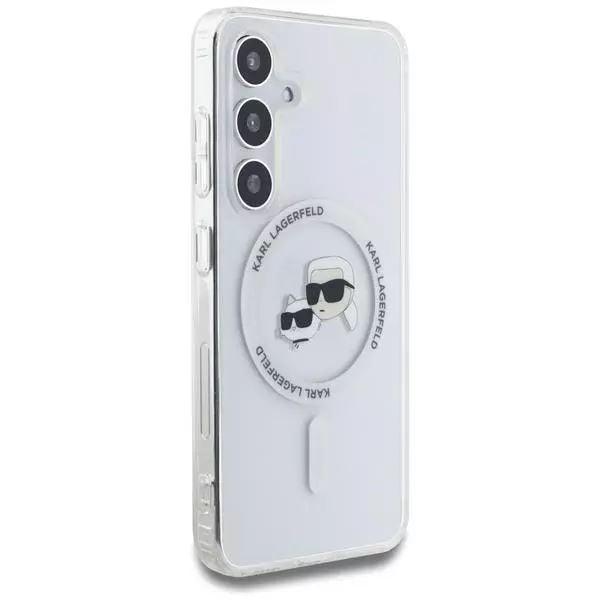Karl Lagerfeld Button Karl & Choupette Heads Printed Logo Case with MagSafe for Samsung Galaxy S25 6.2" Clear - KLHMS25SHLSKCH