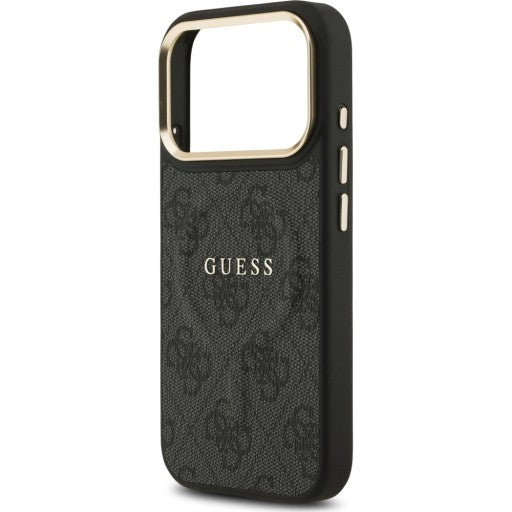Guess PU Leather 4G Gold Frame Case with MagSafe for iPhone 17 Pro 6.3" Black -GUHMP17LP4MSEGCK