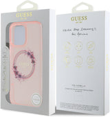 Guess IML Flowers Wreath Case with MagSafe for iPhone 16 Pro Max 6.9" Pink - GUHMP16XHFWFCP