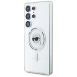 Karl Lagerfeld Button Karl Head Printed Logo Case with MagSafe for Samsung Galaxy S25 Ultra 6.9" Clear - KLHMS25LHLSKIH