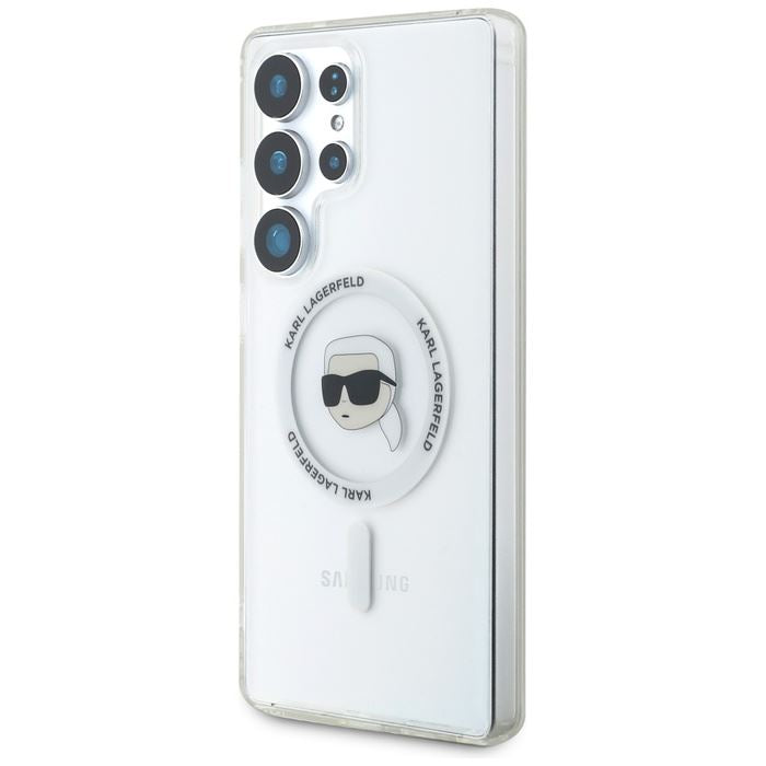 Karl Lagerfeld Button Karl Head Printed Logo Case with MagSafe for Samsung Galaxy S25 Ultra 6.9" Clear - KLHMS25LHLSKIH