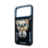 Nimmy Cool & Cute 2.0 Little Rich Tycoon Dog Case with MagSafe Stand for iPhone 17 Pro 6.3" Black Blue - N-YJKM-CXZJZH-IP17-PRO-07