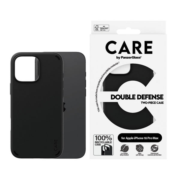 Panzer Glass Care Double Defense Case for iPhone 16 Pro Max 6.9" Black - 1336