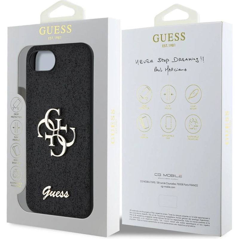 Guess PU Fixed Glitter 4G Metal Logo Case for iPhone 16e 6.1" Black -  GUHCPSE4HG4SGK