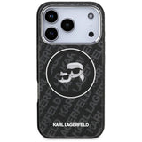 Karl Lagerfeld IML Glitter Karl & Choupette Heads Logo Case with MagSafe for iPhone 17 Pro 6.3" Black - KLHMP17LHMKBKCHOK