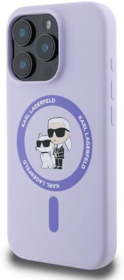Karl Lagerfeld Silicone Karl and Choupette Hardcase with MagSafe for iphone 16 Pro Max 6.9" Purple - KLHMP16XSCMKCRHU