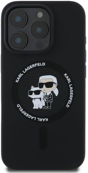 Karl Lagerfeld Silicone Karl and Choupette Hardcase with MagSafe for iphone 16 Pro Max 6.9" Black - KLHMP16XSCMKCRHK
