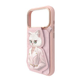 Nimmy White Cat Magnetic Combo Case with Detachable MagSafe Card Holder Stand for iPhone 17 Pro Max 6.9" Pink - N-CXMC-KTZH-IP17-PRO-MAX-04