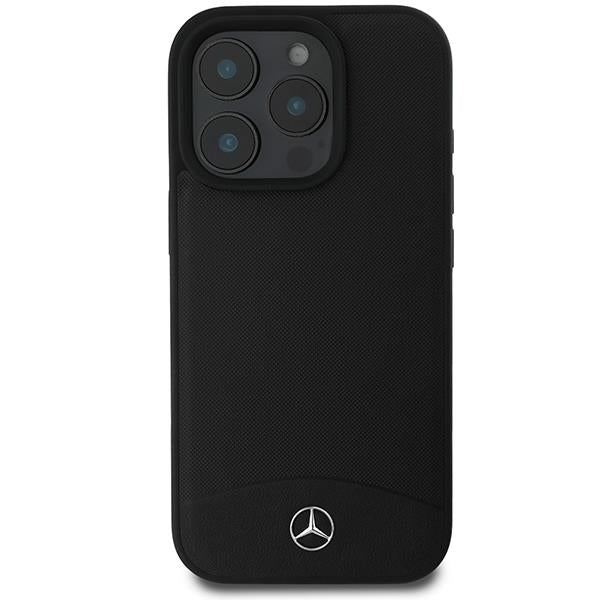 Mercedes Textured And Plain Leather Case with MagSafe for iPhone 16 Pro 6.3" Black - MEHMP16L23RBARK