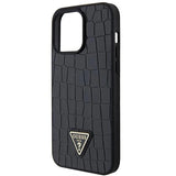 Guess Croco Triangle Metal Logo Hard Case for iphone 15 Pro Max 6.7" Black - GUHCP15XPCRTHCK