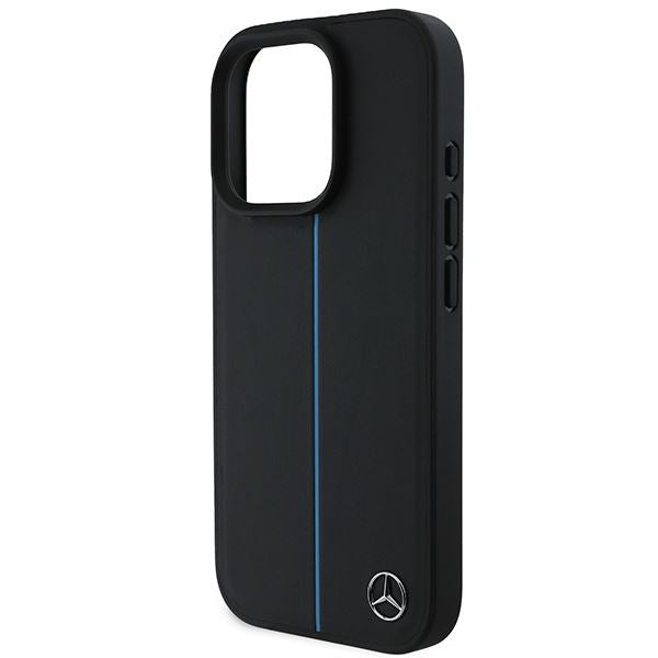 Mercedes MB Blue Line Leather Case with MagSafe for iPhone 16 Pro Max 6.9" Black - MEHMP16X23RURBK