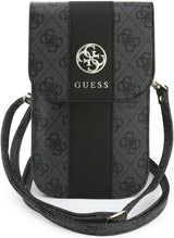 Guess 4G Round Classic Logo Stripes Universal Phone Pouch with Strap Black - GUWB6PG4S4RK