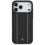 Mercedes Leather Star Pattern Stripes Case with MagSafe for iPhone 17 Pro Max 6.9" Black - MEHMP17X25RPSLKH