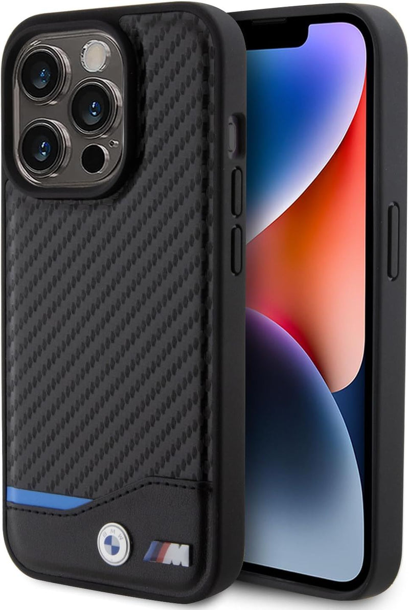 BMW Leather Carbon Case for iphone 15 Pro 6.1" Black - BMHCP15L22NBCK