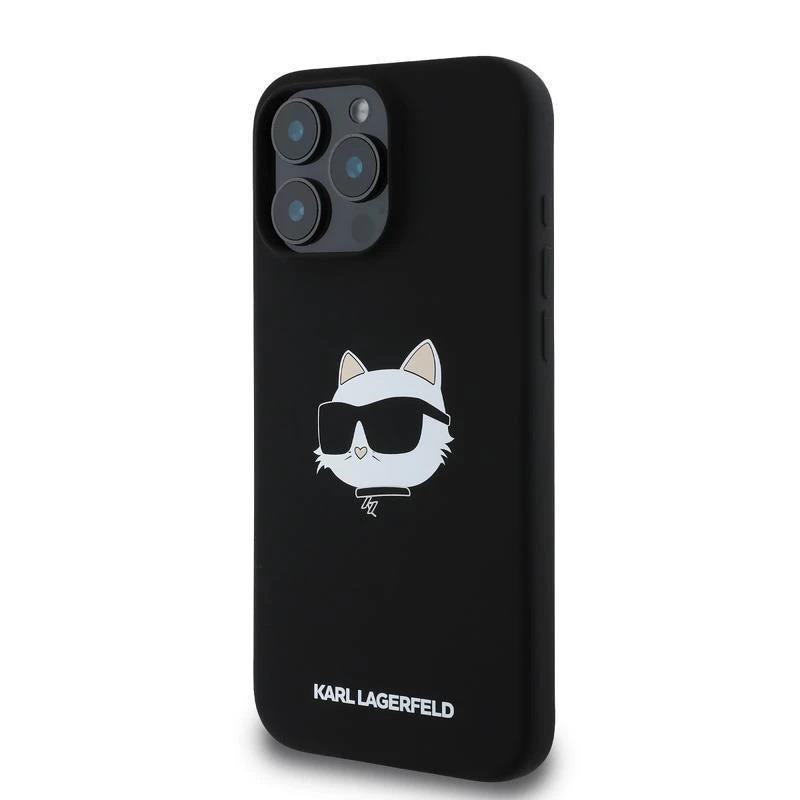 Karl Lagerfeld Liquid Silicone Choupette Head Case for iphone 16 Pro 6.3" Black - KLHMP16LSCHPPLK
