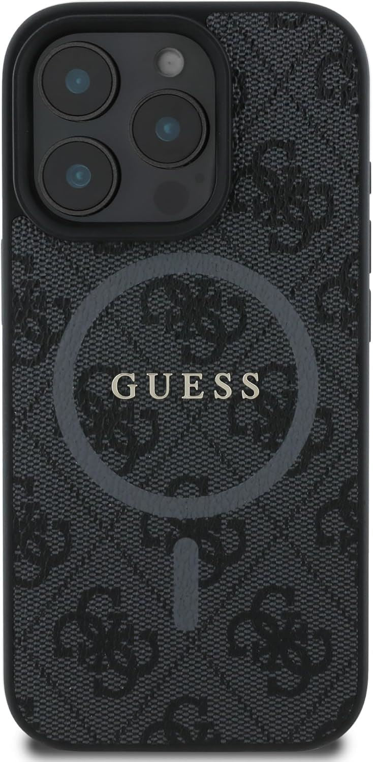 Guess PU Leather 4G Coloured Ring Case with MagSafe for iphone 16 Pro Max 6.9" Black - GUHMP16XG4GFRK