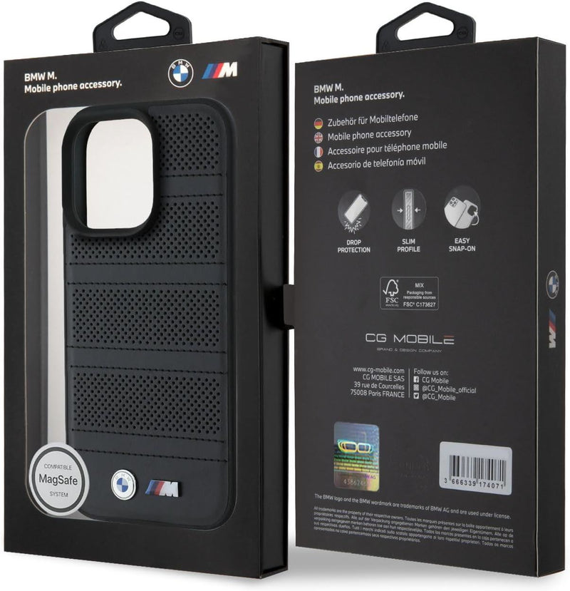 BMW M Perforated Stitched Line Case with MagSafe for iPhone 16 Pro Max 6.9" Black - BMHMP16X23PUSPK