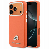 Karl Lagerfeld Karl & Choupette Head Pins Saffiano Case with MagSafe for iPhone 17 Pro 6.3" Orange - KLHMP17L6PFKCLO