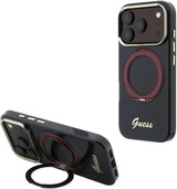 Guess IML Ring Stand 360 Script Metal Logo Case with MagSafe for iPhone 17/18 Pro Max 6.9" Burgundy - GUHMP18X6HCCMSU