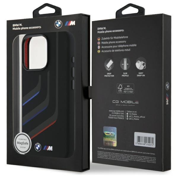 BMW M Series Silicone Turning Lines Case with MagSafe for iPhone 16 Pro 6.3" Black - BMHMP16L23SLIK