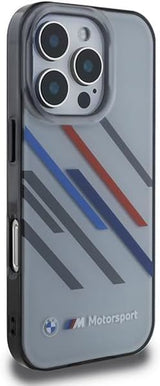 BMW Motorsport IML Random Stripes Case for iPhone 16 Pro 6.3" Grey - BMHCP16L23HTRAG