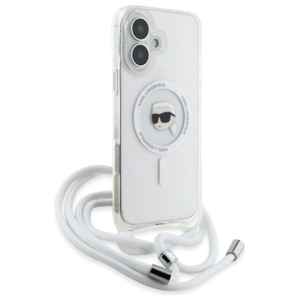 Karl Lagerfeld Crossbody IML Karl Head Case with Magsafe for iPhone 16 6.1" Clear - KLHMP16SHCKHNT
