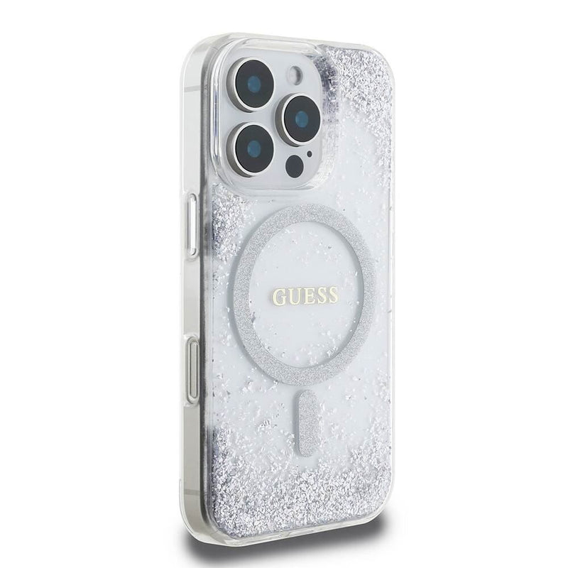 Guess Resin Gradient Glitter Hardcase with MagSafe for iPhone 16 Pro Max 6.9" Silver - GUHMP16XRGRGES