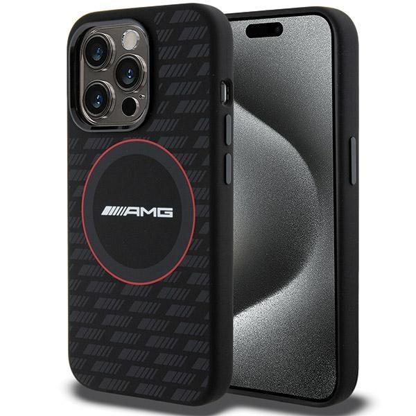 Mercedes AMG Carbon Pattern Liquid Silicone Case with MagSafe for iphone 15 Pro Max 6.7" Black - AMHMP15X23SMRK