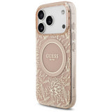 Guess IML Flowers Electro Pearl Strap MagSafe Case for iPhone 17 Pro 6.3" Pink - GUHMP17LHCPOFPP
