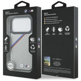 BMW M Tricolor Metal Logo Case with MagSafe for iPhone 17 Pro 6.3" Grey - BMHMP17L25PCSPEG