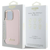 Guess Silicone Script Metal Logo & Frame Case for iPhone 16 Pro Max 6.9" Pink - GUHCP16XSMBSLP