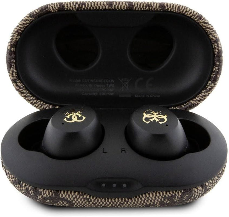 Guess 4G Metal Logo True Wireless Earbuds with Charging Case Brown - GUTWSP4EGW