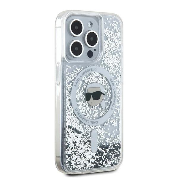 Karl Lagerfeld Liquid Glitter Karl Head Case with MagSafe for iPhone 15 Pro Max 6.7" Clear - KLHMP15XLGKISGH