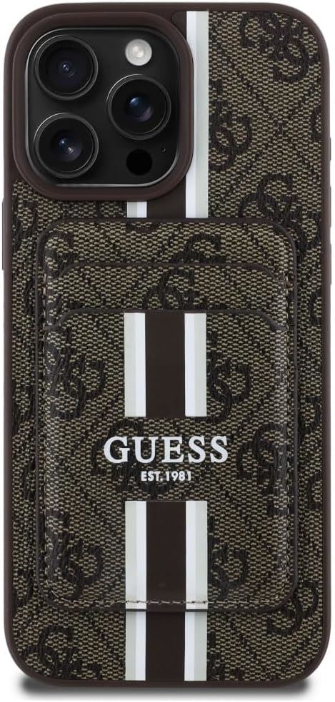 Guess 4G Stripes Case with MagSafe Wallet for iPhone 16 Pro Max 6.9" Brown - GUBPHCP16XP4RPSW