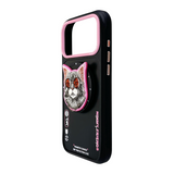 Nimmy Glasses Cool Cat Face Case with Detachable MagSafe Grip Stand for iPhone 17 Pro Max 6.9" Black Pink - N-YJKM-CXZJ-IP17-PRO-MAX-018