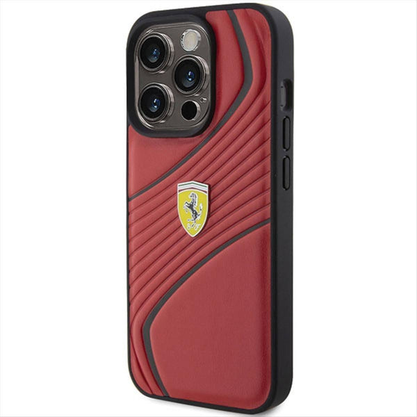 Ferrari Twist Metal Logo Case for iphone 15 Pro 6.1" Red - FEHCP15LPTWR