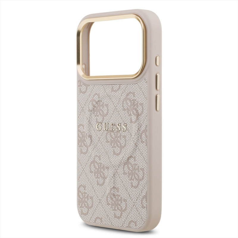 Guess PU Leather 4G Gold Frame Case with MagSafe for iPhone 17 Pro 6.3" Pink - GUHMP17LP4MSEGCW