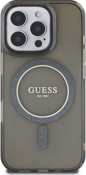 Guess IML Glitter Circle Case with MagSafe for iPhone 16 Pro 6.3" Black - GUHMP16LHFGEREK