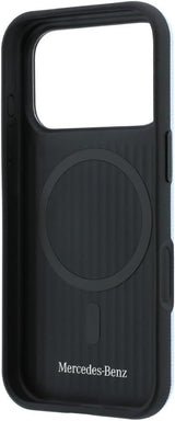 Mercedes Leather Semi Wrap Wood Effect Case with MagSafe for iPhone 17/18 Pro 6.3" Blue - MEHMP18L25PFWWPB
