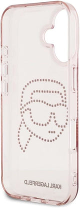 Karl Lagerfeld IML Rhinestones Karl Head Case for iPhone 16 6.1" Pink- KLHCP16SHKHDCELP