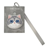 Nimmy Big Eye Cute Pet Silver Shaded Cat Face Card Sleeve Holder Grey - N-XDY-KT-023