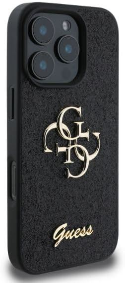 Guess PU Fixed Glitter 4G Metal Logo Case for iphone 16 Pro Max 6.9" Black - GUHCP16XHG4SGK