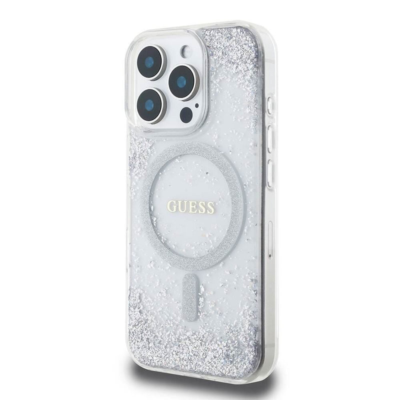 Guess Resin Gradient Glitter Hardcase with MagSafe for iPhone 16 Pro Max 6.9" Silver - GUHMP16XRGRGES